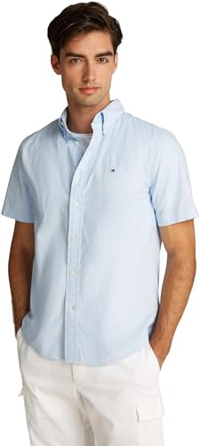 Tommy Hilfiger Herren Hemd Flex Poplin Solid Kurzarm, Blau (Sweet Blue), XXL
