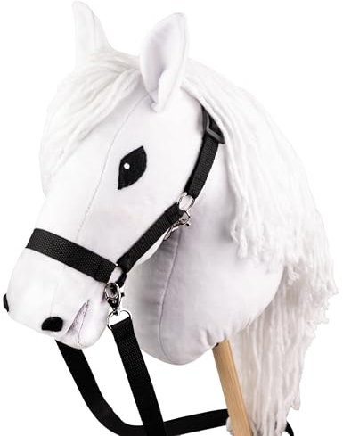 SKIPPI Hobby Horse Weißes, Großes Steckenpferd A3, Hobby Horse mit Halfter und Zügeln im Set, Weißes Pferd, Lipizzaner, Hobby Horsing Pferd, Stockpferd