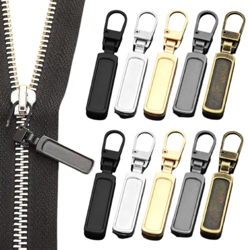 Reißverschluss Zipper, 10 Stück Ersatzteile Reißverschluss Zipper, 5 Farben, Reißverschluss zipper ersatz,Reisverschlussreparaturset zipper, für Zipper Koffer Stiefel Jackenrucksäcke