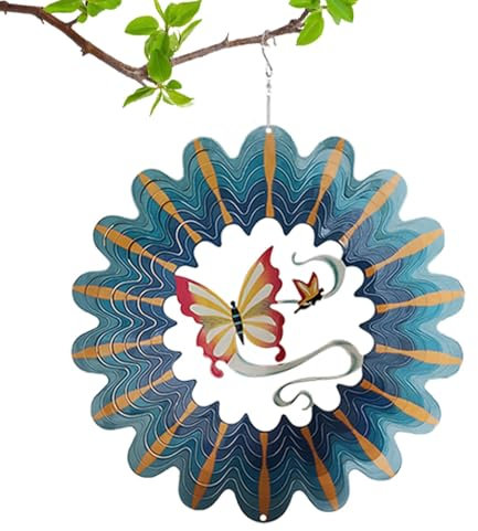 Decorhome Carillones de viento de mariposa para jardín, carillones de viento de metal con diseño de mariposa, cortavientos cinéticos, esculturas de viento de metal, adornos colgantes para decoración