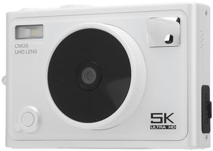 Appareil Photo Numérique 5K, Appareil Photo pour Enfants amélioré avec écran de 2,8 Pouces, Zoom 18X, Mise au Point Automatique, Timelapse au Ralenti, Appareil Photo Compact
