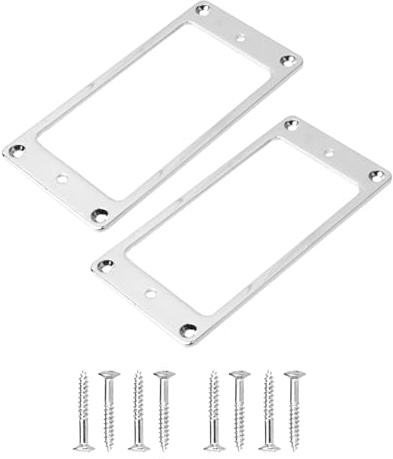 VOANZO 2 PCS Flache Metall Humbucker Pickup Montage Ring Set für Elektrische Gitarre oder Precision Bass Brücke und Hals Pickup Abdeckung Rahmen Ersatz Teil