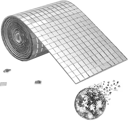Mosaik Glasstücke - Glasaufkleber Disco Spiegel Fliesen Basteln - 4 * 120 cm jedes Quadrat 5 * 5 mm selbstklebendes Mosaik dreidimensionaler Acryl-Wandaufkleber kreativer -Spiegelaufkleber Heimdeko