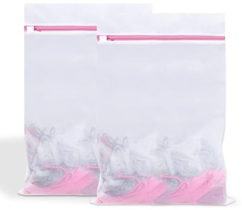Momowin 2 Stück Wäschesack，Wäschenetz für Waschmaschine，Wäschenetz mit Verdecktem Reißverschluss, Waschnetz Schützt Kleidung (30 x 40cm, Rosa)