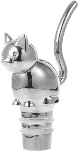 MOLUCKFU Cat Wine Bottle Stopper Alloy Vacuum Sealer Reusable Wine Bottle Stoppers Novelty Barware Tool for Home Bar Party Use Slow Oxidation Easy Pull