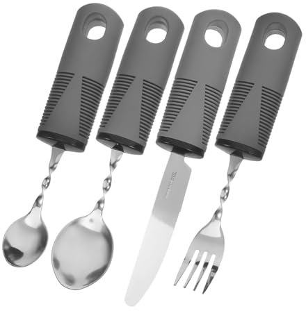 SOLUSTRE 4 Pièces Vaisselle Pour Personnes Âgées Cuillère Ustensiles De Service Ustensiles Adaptatifs Pour Patients Âgés Fourchettes À Manger Fourchette Adaptative Pour Ustensiles