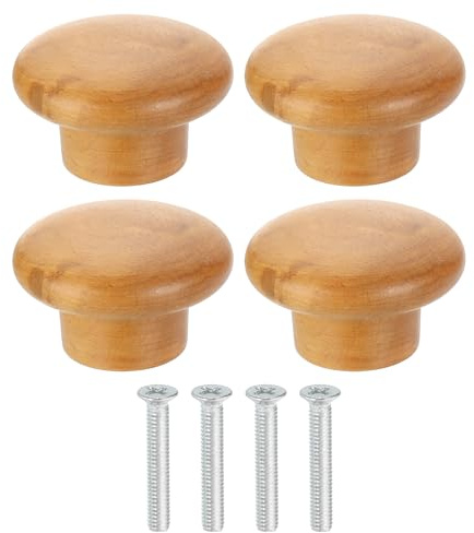 QUARKZMAN 4 Stück runde Holzschubladenknöpfe mit Schrauben Buche | 1 5/8 Durchmesser runde Kopf Kommodenknöpfe Holzknöpfe, Für Möbelschublade Kommode Kleiderschrank