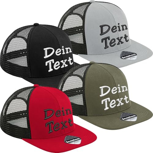 Nashville print factory Original Flat Peak 6 Panel Trucker Cap Basecap mit Netz Mesh-Cap personalisiert