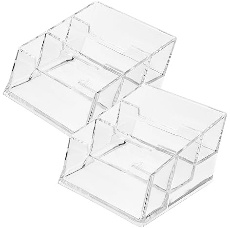 DOITOOL 2 Stück Visitenkartenhalter aus Acryl büro accessoires büro zubehör steht Visitenkartenhalter für den Schreibtisch Geschäft klarer Kartenhalter Visitenkarteninhaber Transparent