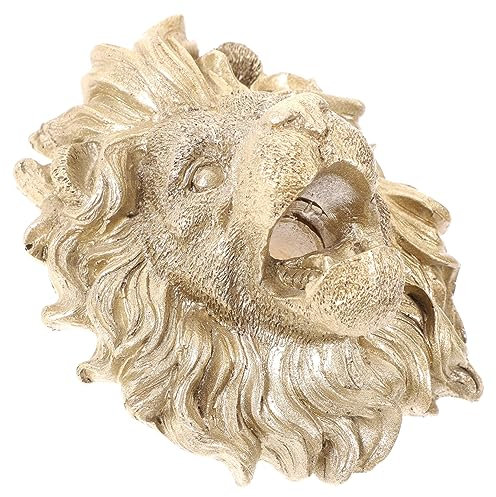 Garneck Löwenkopfwasserflussvorrichtung Wassersprüher Pool Wasserfallauslauf Eingeschossiger Poolspray groß Auslauf für einen Springbrunnen Wandbrunnendüse Naturharz Golden