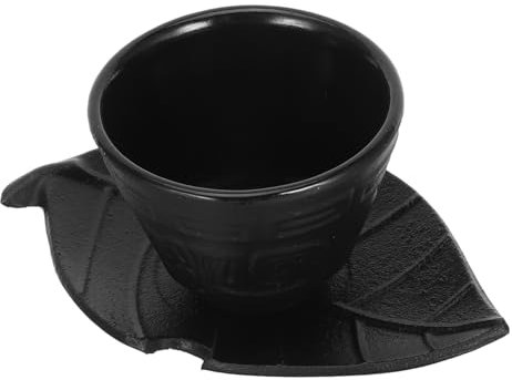 Amosfun 1 Ensemble tasse d'eau pour thé avec ancien tasse japonaise s en fonte à café coupelle en fonte à eau en e le fer Black