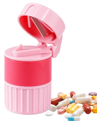 Triter et coupe-pilules - Grinder de portable, outil de diviseur | de comprimés de 4 pouces | Organisateur de pilules multifonctionnelles avec tasse potable, boîte de rangement facile