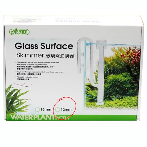 Finest-Filters Glass Surface Skimmer for Aquariums - Choose from 12mm or 16mm - Surface Film Remover for Aquariums, Made of Glass. - Adjustable Flow and Self-Floating (12mm)