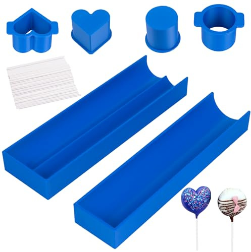 Cake Pop Mold,Cake Pop Cutter and Pusher 4 Set,Circular and Heart Molds with 100 Sticks,Baking Tools Suitable for Parties, Weddings and Baking