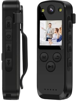 QZCX Bodycam, A31 Mini schermo della fotocamera digitale FHD 1080P fotocamera montata sul corpo piccola cam portatile webcam da vicino DVR for auto Sport DV(With 64GB TF Card)