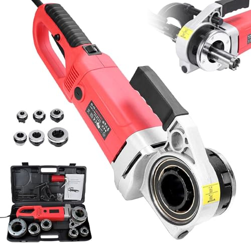 Herramienta PlomeríA PortáTil con Accionamiento Manual Roscadora Tubos Alta Resistencia 2300W con 6 Terrajas, MaletíN, Abrazadera Bloqueo, Lata Aceite Y Escobilla CarbóN FáCil Almacenar,6 heads