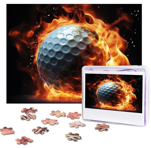 Jigsaw Puzzle 500 Piece Golf ball on fire Puzzles for Adults Custom Puzzles from Photos Personalized Picture Wooden Puzzle Gifts for Family Wedding Birthdays Anniversaries