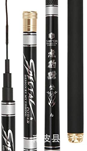 Angelrute,Teleskopruten Karpfenrute Super Hard Powerful Hand Pole Teleskop Angelrute Carbon Fiber Süßwasser Karpfen Fishing3.6m, 4,5 M, 6.30mVboni(Black,3.9m 19 Hardness)