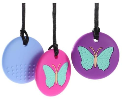 EnixwH 3 Stück Halskette für Kinder aus Silikon Spielzeug Perfekt für Jungen und Mädchen (Schmetterling)
