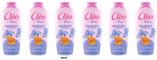 Cleò Paglieri Bagnodoccia, 6 flaconi di gel doccia con fiori d'iris e dolce miele, pulizia del corpo, pelle morbida e vellutata, 750 ml, + portachiavi Italy Shop Service in omaggio