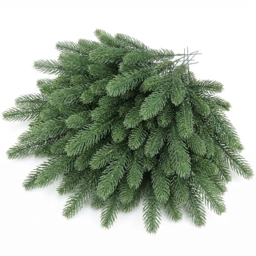KPYZLBD Künstliche Tannenzweige 50 Stück, Deko Adventskranz Tannengrün für Weihnachtskranz DIY & Tischdeko