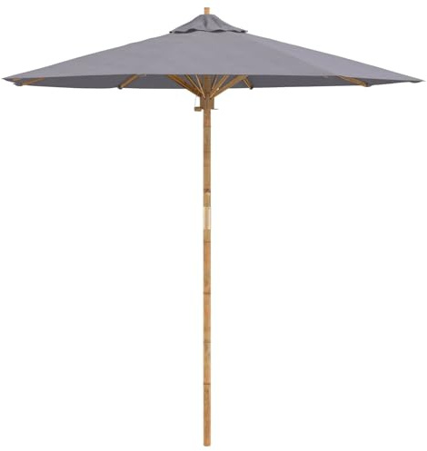 Vopese Garden Parasol Dark Grey Ø 217 x 230 cm Bamboo For outdoor, terrace, and garden shading purposes ZSSCJ-UK4108086UK
