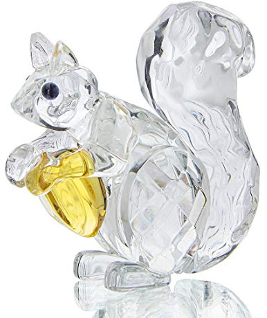 H&D Hyaline&Dora Kristall Tier Mini Eichhörnchen Sammlerartikel Figur Glas Skulptur Briefbeschwerer Tisch Ornament Dekoration | Eichhörnchen Figur aus Kristallglas, handgefertigt. Briefbeschwerer & Tischdeko für Wohnzimmer, Büro oder Vitrine.