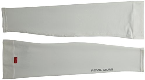 PEARL iZUMi Unisex Sun Arm Sleeves, Durable & Stretchy Sleeves For Sun Protection When Cycling, Running & more, White, Large