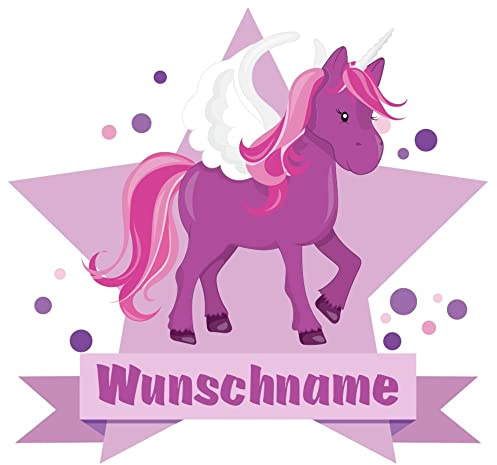 Samunshi® Lila Einhorn Aufkleber mit Namen Autoaufkleber Namensaufkleber Kinder - 10x8,8cm mehrfarbig