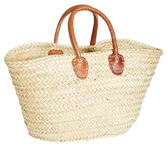 Original Ibiza-väska, korgväska, strandväska, Cestino, 55 cm stor | marockanska palmblad, shoppingkorg, flätad shoppingväska XXL | naturlig shoppingväska, axelväska, stråväska för kvinnor och män