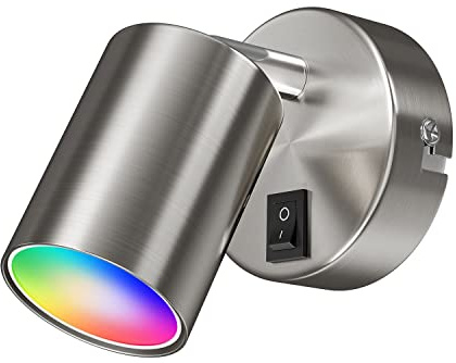 ledscom.de Wandspot WAIKA, einflammig, mit Schalter, GU10, chrom matt, inkl. Smart Home RGBW GU10 LED Lampe, 5,41W, 473lm