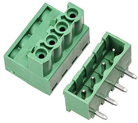 sourcing map 4-poliger 5,08 mm Pitch rechtwinkliger Leiterplatten-Schraubklemmverbinder, 20 Sets
