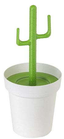 Vigar - Papelera de Baño - Cubo Extraíble con Asa - Modelo Cactus - Accesorio para Baño con Bonita Forma de Planta - Capacidad de 3 litros - Verde y Blanco | Cubo de basura pequeño extraíble para baño, dormitorio, oficina, dormitorio, encimera, mini cubo de basura