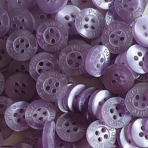 Knopfparadies - Packung 10 hübsche 4-Loch Kunststoffknöpfe in verschiedenen Farben und Größen/Blusenknöpfe/Hemdenknöpfe (hell-lila, Ø ca. 9mm)