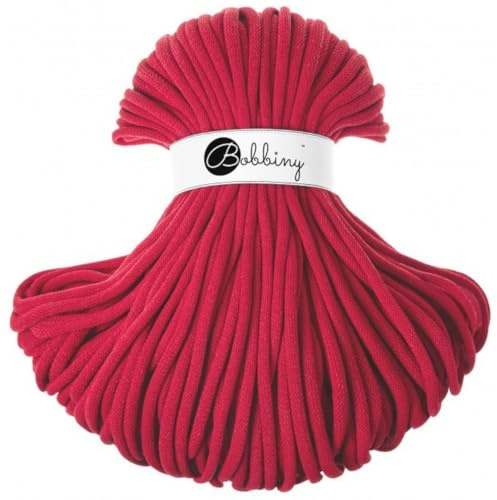 Bobbiny Jumbo Makramee-Schnur, geflochten, 9 mm, klassisches Rot, 100 m