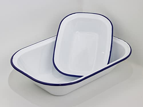 Argarden Set/2 Bandejas azafate rectangular de acero esmaltado 40x29x9H//28x20x6H