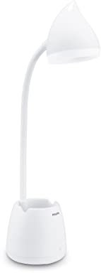 Lampe de bureau PHILIPS LED Hat [Lumière blanche froide 4000K - Blanc] 4,5W - Charge avec USB. pour l'intérieur de la maison, le travail, l'étude, l'éclairage de lecture