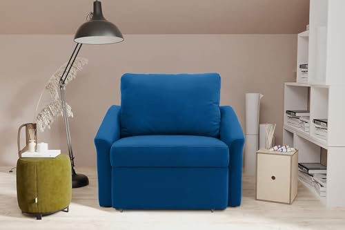 DOMO. collection Sessel Relax, Schlaffunktion, Marine (blau) | Sessel mit Schlaffunktion, vielseitiger Schlafsessel mit Boxspringfederung und hohem Komfort, 108 x 96 x 86 cm (BxTxH)