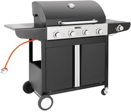 Buffalo 14.5kW 4-Burner Gas Barbecue BBQ with Hob, Cooking Area: 700 x 420mm, CF732