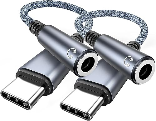 Highwings USB C Klinke Adapter 2Pack, Aux Adapter für iPhone 17/16Pro Max | 3,5mm USB C auf Aux Adapter Klinke AudioKabel für iPhone 17/16/15Pro Max, Galaxy S22/S21/S20/S20, Hua-wei P40/P30 Pro/P20 Pro