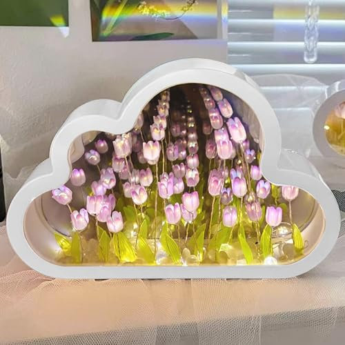 Funmo Tulip Cloud Lamp Nuvola Tulipano Lampada Lampada a forma di Tulipani Lampada da tavolo 2-in-1 Tulip Cloud Lampade Tulipano Nuvola Fai Da Te per Camera da Letto, Decorazione Domestica, Ami