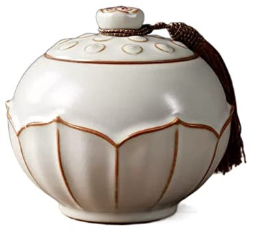 Teekanister Teedose aus Porzellan im Vintage-Stil mit Lotusblüten-Dekor, orientalischer chinesischer Stil, Keramik-Behälter for losen Tee mit Deckel, Zuckerdose, Behälter for Süßigkeiten, Ingwerdose,