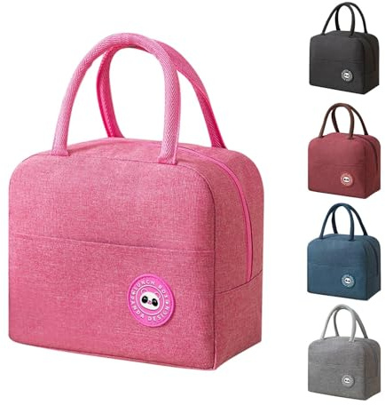 BRYN Bolsa Termica Porta Alimentos, 5.6L Bolso Termico, Bolsa Fiambrera Plegable, Bolsa Nevera para Trabajo, Escuela, Viajes, Camping, Picnic（Rosa）