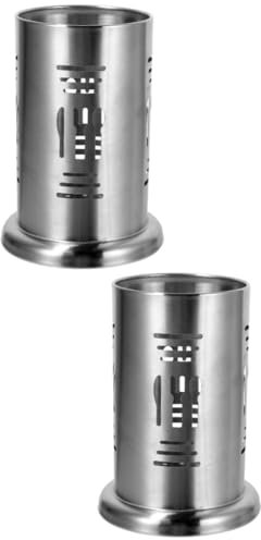 Alipis 2 Pièces Porte- En Acier Inoxydable Porte-ustensile Supports D'argenterie Argenterie En Acier Inoxydable Porte-couverts De Table Tasse En Métal Luxe Léger Repose-