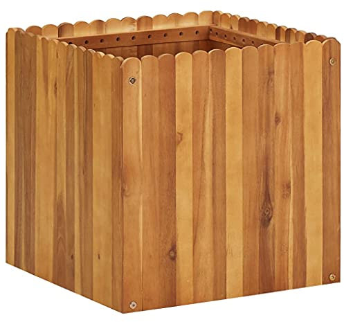 Chaduof Garten-Hochbeet, Palettenrahmen, Hochteich, Gemüsebeet, Kräuterregal Balkon, Blumenbeet, Kräuterspirale, Tomatenbeet, Pflanzhochbeet, 50 x 50 x 50 cm Massivholz Akazie