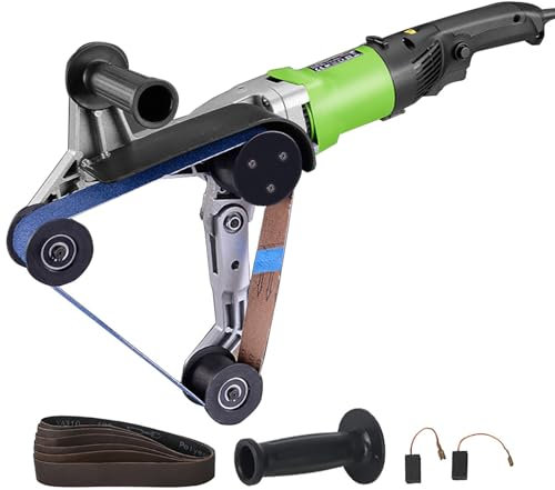 SNBGRYE MáQuina Trefiladora Y Pulidora De Tubos Redondos, MáQuina Manual De Cinta para Acabado De Tubos, 6 Velocidades (700-3000r/Min), Rectificado, Trefilado Y Pulido De 360°,LongHandle