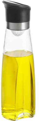DRW Huilier en Verre de 500 ML avec Distributeur en PP Noir 6 x 7 x 25 cm