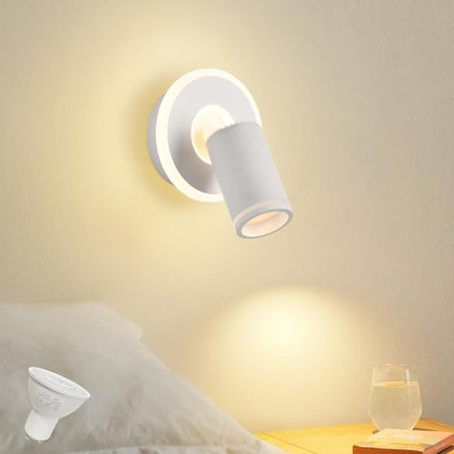 SANSHI Deckenleuchte 1 flammig LED,Schwenkbar Rund Deckenstrahler,Weiß