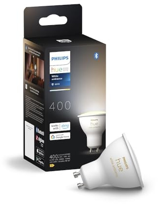 Philips Hue White Ambiance GU10 LED Spot 1er Pack (400lm), dimmbare LED Lampe für das Hue Lichtsystem mit warmweißem Licht, smarte Lichtsteuerung über Sprache und App