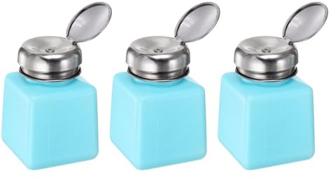 QUARKZMAN 3 st. alkohollösningsmedelsdispenser, 100 ml (3,4 oz) tryckvätska, tätningsmedel i rostfritt stål för aceton, rengöringsmedel, nagellack, blå